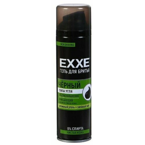 Гель для бритья Exxe Черный для всех типов, кожи, с активным углем, 200 мл