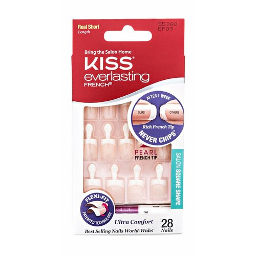 Набор накладных ногтей с клеем / KISS Everlasting French Nail Set Real Short