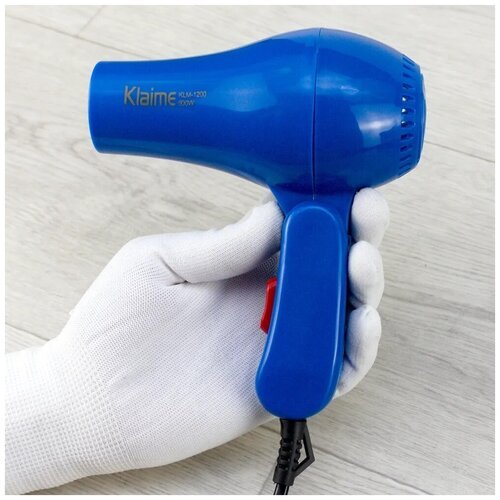 Фен для волос дорожный со складной ручкой Klaime KLM-1200 / 2 скорости / 1 режим нагрева / 600 Вт / синий