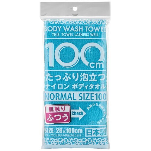 Yokozuna Мочалка Shower Long Body Towel для Тела Массажная Средней Жесткости Голубая, 28/100 см