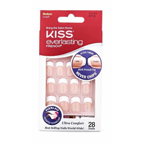 Набор накладных ногтей с клеем / KISS Everlasting French Nail Set Medium