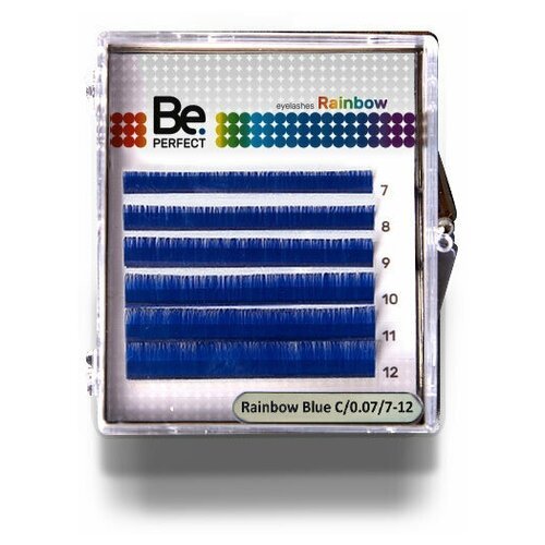 Be Perfect Цветные ресницы Rainbow Blue микс 7-12 C+ 0.10 (6 линий)