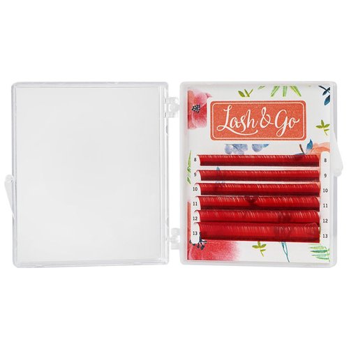 Цветные Lash&Go (Лэш енд гоу) мини Красный 6 линий D, 0,10, 8-13 mm