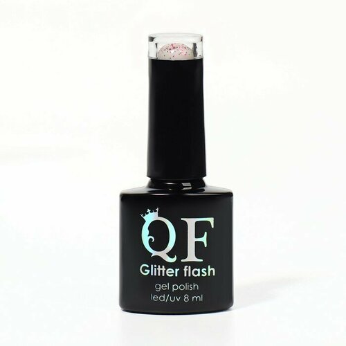 Queen fair Гель лак для ногтей, «GLITTER FLASH», 3-х фазный, 8мл, LED/UV, цвет прозрачный/малиновый (09)