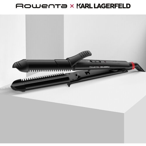 Мультистайлер 3 в 1 Rowenta Karl Lagerfeld CF451LF0, черный, время нагрева 45 секунд, регулируемая температура, вращение шнура вокруг оси