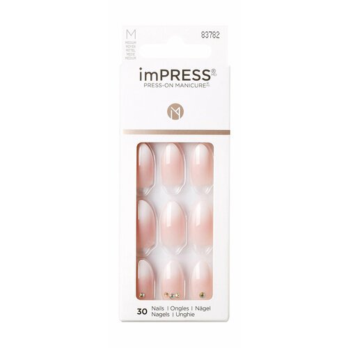 Твердый лак для ногтей средней длины / Kiss Impress Color Press-On Manicure False Nails