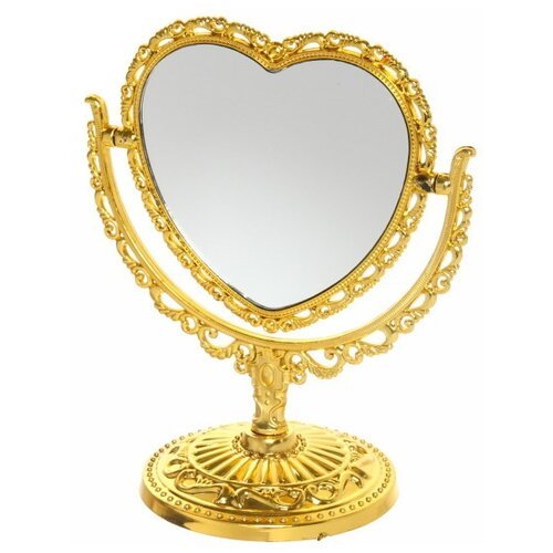 Зеркало настольное / Зеркало косметичес 'Версаль - Сердце', цвет золото, двухстороннее, с увеличение