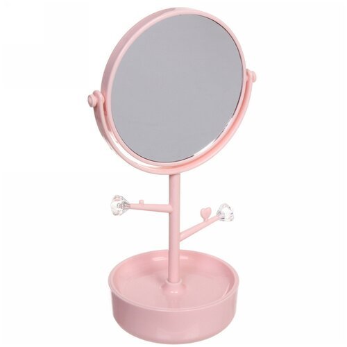 Зеркало настольное с органайзером для косметики 'Beauty - Look', цвет розовый, 33*14.5см
