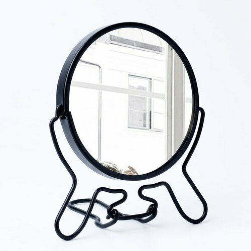 Queen fair Зеркало настольное - подвесное «Круг», двустороннее, с увеличением, d зеркальной поверхности 9 см, цвет чёрный