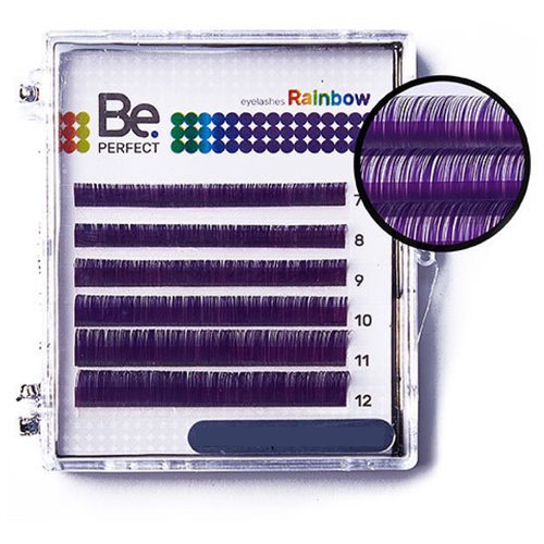 BE PERFECT Ресницы для наращивания Rainbow purple mix D / 0,07 / 7-12 мм / Ресницы для наращивания фиолетовые Би Перфект микс